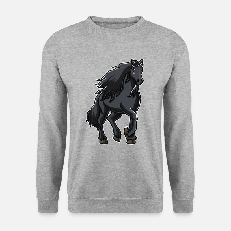 Friesenpferd Pferdeliebhaber Geschenk - Unisex Pullover - Weißgrau meliert