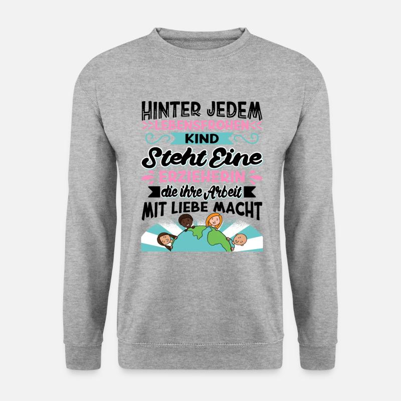 Erzieherin Geschenk Erzieherinnen - Unisex Pullover - Weißgrau meliert