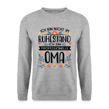 Professionelle Oma Rentnerin Ruhestand Großmutter - Unisex Pullover - Weißgrau meliert - Vorne - Alina (178cm) & Michal (187cm)