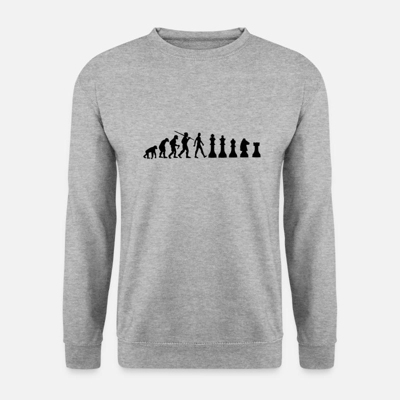 Chess Evolution Schach - Unisex Pullover - Weißgrau meliert