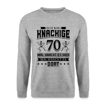 70 Geburtstag Mann - Unisex Pullover - Weißgrau meliert - Vorne - Alina (178cm) & Michal (187cm)