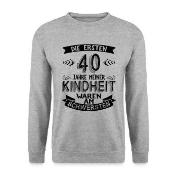 40 Geburtstag Mann - Unisex Pullover - Weißgrau meliert - Vorne - Alina (178cm) & Michal (187cm)