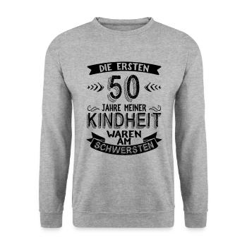 50 Geburtstag Mann - Unisex Pullover - Weißgrau meliert - Vorne - Alina (178cm) & Michal (187cm)