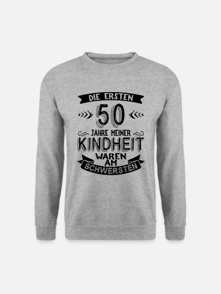 50 Geburtstag Mann - Unisex Pullover - Weißgrau meliert
