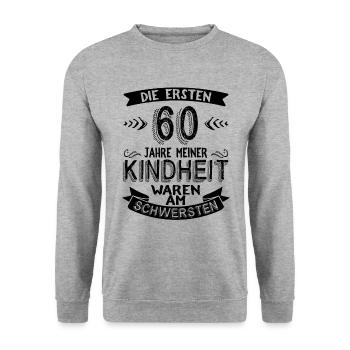 60 Geburtstag Mann - Unisex Pullover - Weißgrau meliert - Vorne - Alina (178cm) & Michal (187cm)