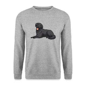 Flat Coated Retriever Hund - Unisex Pullover - Weißgrau meliert - Vorne - Alina (178cm) & Michal (187cm)