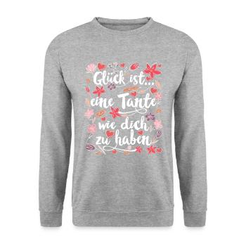 Beste Tante - Unisex Pullover - Weißgrau meliert - Vorne - Alina (178cm) & Michal (187cm)