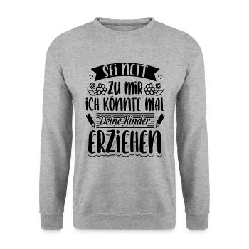 Erzieherin - Unisex Pullover - Weißgrau meliert - Vorne - Alina (178cm) & Michal (187cm)