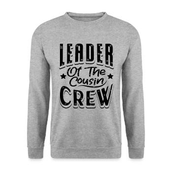 Anführer Cousin Crew Kusine - Unisex Pullover - Weißgrau meliert - Vorne - Alina (178cm) & Michal (187cm)
