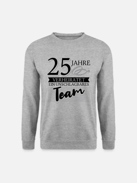 Silberhochzeit 25 Jahre Verheiratet Hochzeitstag - Unisex Pullover - Weißgrau meliert