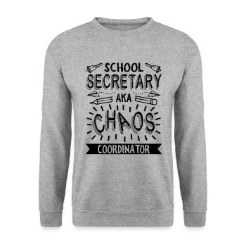 Schulsekretärin Chaos-Koordinatorin - Unisex Pullover - Weißgrau meliert - Vorne - Alina (178cm) & Michal (187cm)