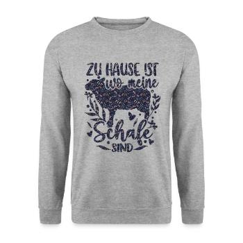Schaf Schafe Schäferei Schäferin - Unisex Pullover - Weißgrau meliert - Vorne - Alina (178cm) & Michal (187cm)