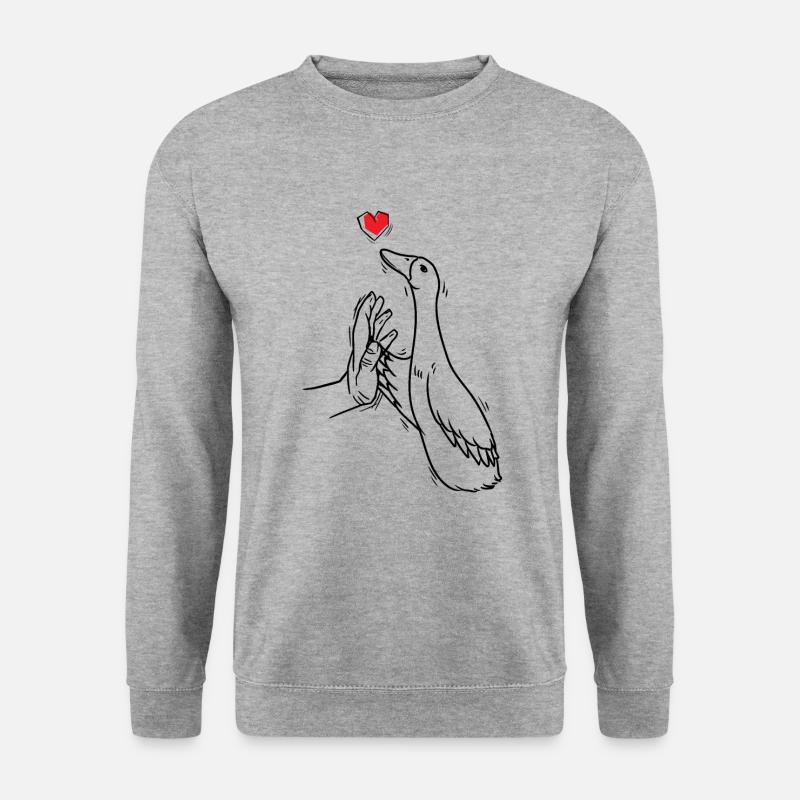Laufente lustig Laufenten - Unisex Pullover - Weißgrau meliert