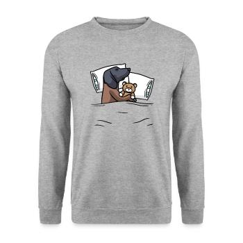 Bayerischer Gebirgsschweißhund - Unisex Pullover - Weißgrau meliert - Vorne - Alina (178cm) & Michal (187cm)