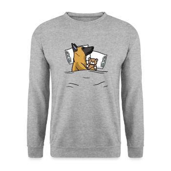 Belgian Malinois Dog With Plush Toy - Unisex Sweatshirt - salt & pepper - Front - Alina (178cm) & Michal (187cm)