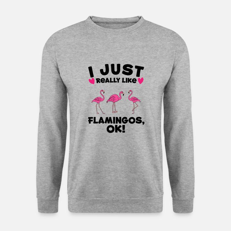 Flamingo Pink Flamingo Flamingo Geschenk - Unisex Pullover - Weißgrau meliert