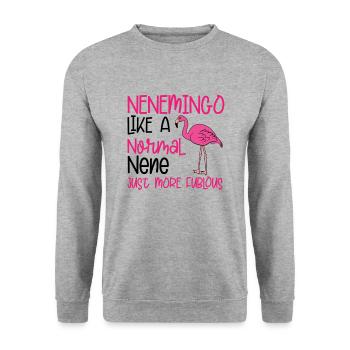 Flamingo Pink Flamingo Flamingo Geschenk - Unisex Pullover - Weißgrau meliert - Vorne - Alina (178cm) & Michal (187cm)