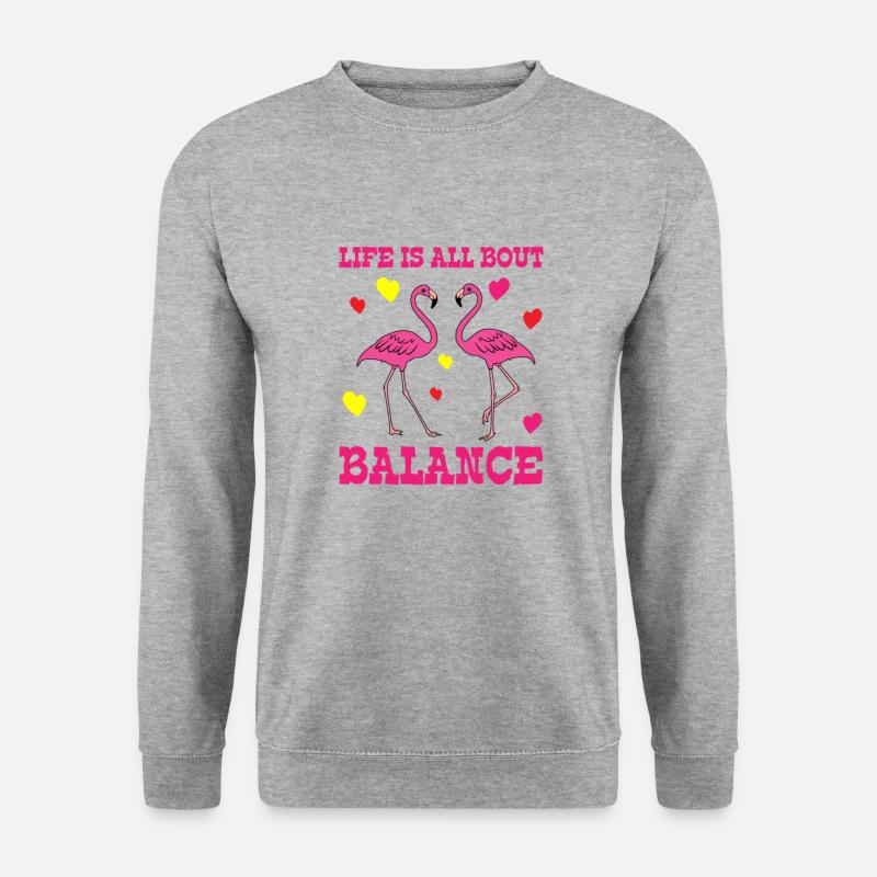 Flamingo Pink Flamingo Flamingo Geschenk - Unisex Pullover - Weißgrau meliert