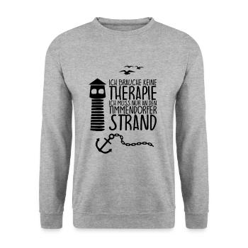 Ich brauche keine Therapie TIMMENDORFER STRAND - Unisex Pullover - Weißgrau meliert - Vorne - Alina (178cm) & Michal (187cm)