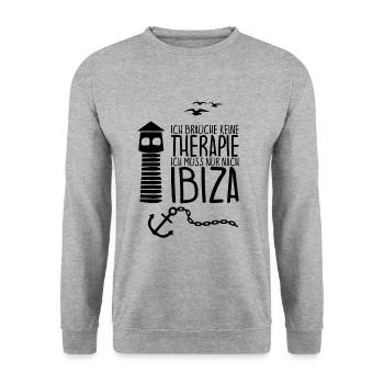 Ich brauche keine Therapie Ich muss nur nach IBIZA - Unisex Pullover - Weißgrau meliert - Vorne - Alina (178cm) & Michal (187cm)