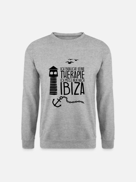 Ich brauche keine Therapie Ich muss nur nach IBIZA - Unisex Pullover - Weißgrau meliert