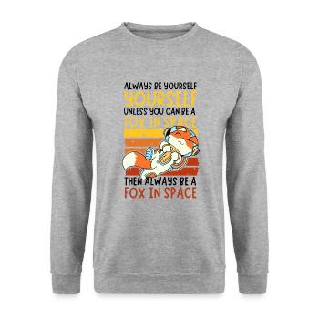 Soyez toujours vous-même - Astronaute Fox dans l’espace - Sweat-shirt Unisexe - gris chiné - Devant - Alina (178cm) & Michal (187cm)