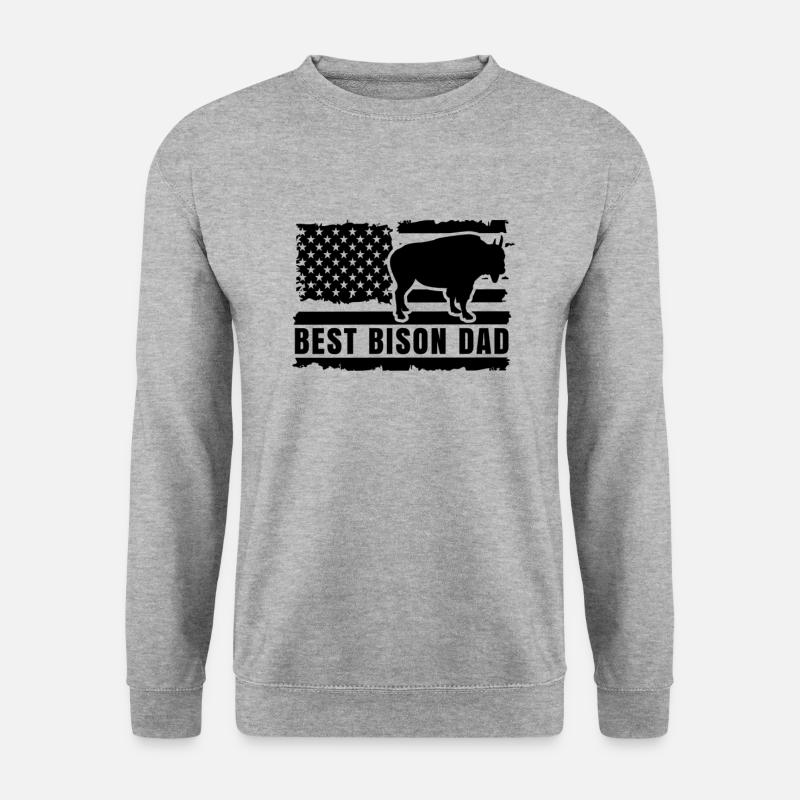 Bison Büffel Wasserbüffel Nationalpark - Unisex Pullover - Weißgrau meliert