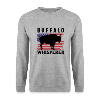 Bison Buffalo Water Buffalo National Park - Unisex Sweatshirt - salt & pepper - Front - Alina (178cm) & Michal (187cm)