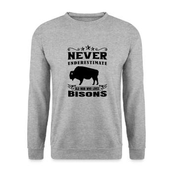 Bison Buffalo Water Buffalo National Park - Unisex Sweatshirt - salt & pepper - Front - Alina (178cm) & Michal (187cm)