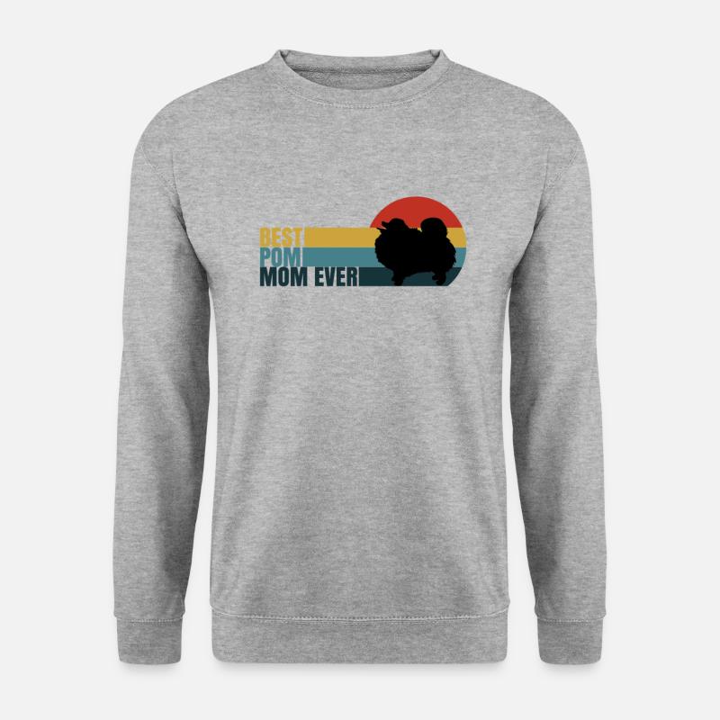 Spitz Pomeranian Zwergspitz Hund - Unisex Pullover - Weißgrau meliert