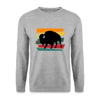 Bison Buffalo Water Buffalo National Park - Unisex Sweatshirt - salt & pepper - Front - Alina (178cm) & Michal (187cm)