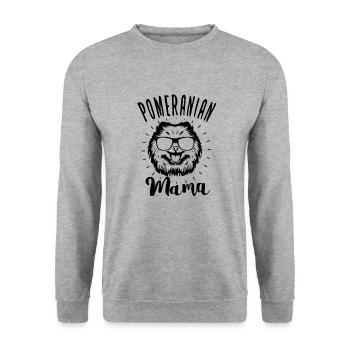 Spitz Pomeranian Zwergspitz Hund - Unisex Pullover - Weißgrau meliert - Vorne - Alina (178cm) & Michal (187cm)