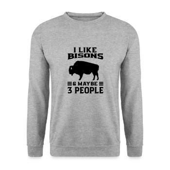 Bison Buffalo Water Buffalo National Park - Unisex Sweatshirt - salt & pepper - Front - Alina (178cm) & Michal (187cm)