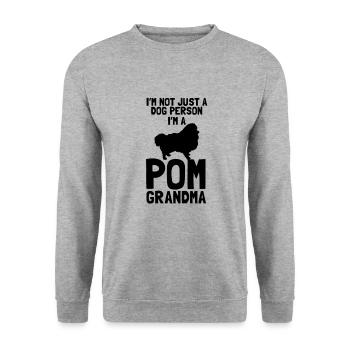 Spitz Pomeranian Zwergspitz Hund - Unisex Pullover - Weißgrau meliert - Vorne - Alina (178cm) & Michal (187cm)