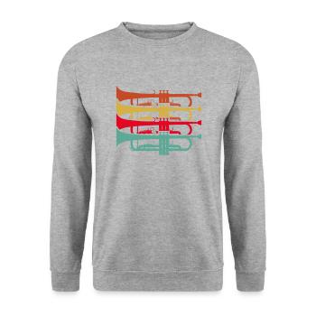 Trompete Trompeter Musiker Trompetenspieler - Unisex Pullover - Weißgrau meliert - Vorne - Alina (178cm) & Michal (187cm)