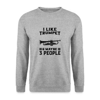 Trompete Trompeter Musiker Trompetenspieler - Unisex Pullover - Weißgrau meliert - Vorne - Alina (178cm) & Michal (187cm)