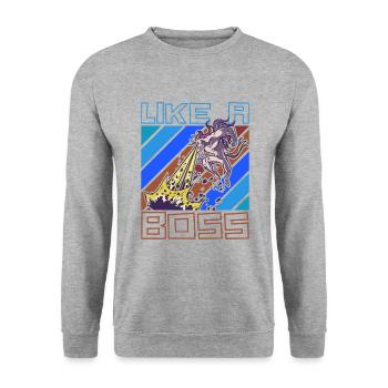 Like a Boss - Licorne Destructeur de Mondes Disant - Sweat-shirt Unisexe - gris chiné - Devant - Alina (178cm) & Michal (187cm)