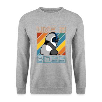 Comme un patron - Gaming Panda Bear Gambler Saying - Sweat-shirt Unisexe - gris chiné - Devant - Alina (178cm) & Michal (187cm)