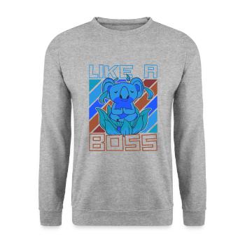 Like a Boss - Meditating Koala Bear Saying - Unisex Sweatshirt - salt & pepper - Front - Alina (178cm) & Michal (187cm)