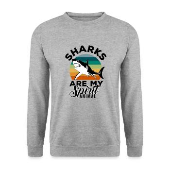 requin, grand requin blanc, requins, mégalodon, requin, requin marteau - Sweat-shirt Unisexe - gris chiné - Devant - Alina (178cm) & Michal (187cm)