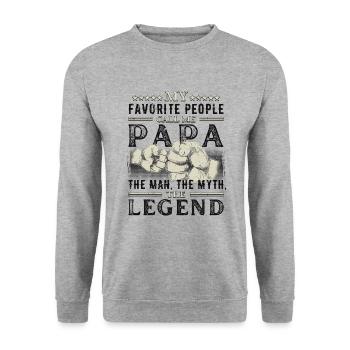 Papa - L’homme Le mythe La légende - Fist Bump - Sweat-shirt Unisexe - gris chiné - Devant - Alina (178cm) & Michal (187cm)