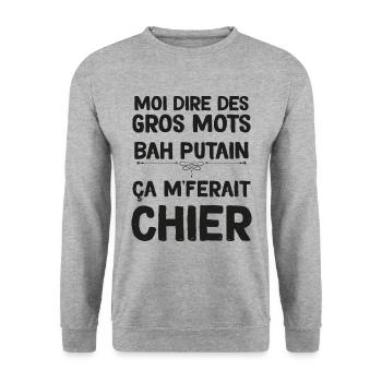 Gros Mots Humour ça Me Ferait Chier - Sweat-shirt Unisexe - gris chiné - Devant - Alina (178cm) & Michal (187cm)