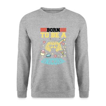 Né pour être une licorne Licorne - Sweat-shirt Unisexe - gris chiné - Devant - Alina (178cm) & Michal (187cm)