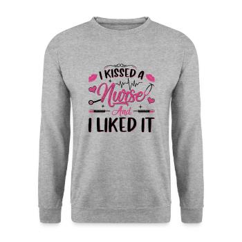 I kissed a nurse - Unisex Sweatshirt - salt & pepper - Front - Alina (178cm) & Michal (187cm)