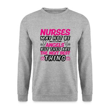 Krankenschwestern sind keine Engel - Unisex Pullover - Weißgrau meliert - Vorne - Alina (178cm) & Michal (187cm)