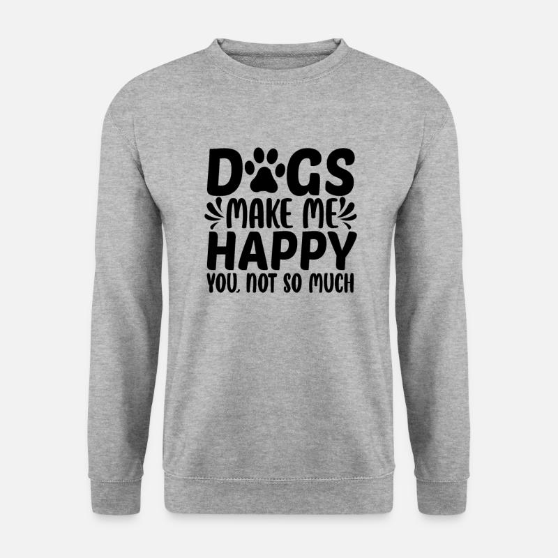 Dogs Make Me happy - Unisex Pullover - Weißgrau meliert