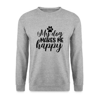 Mon chien me rend heureux - Sweat-shirt Unisexe - gris chiné - Devant - Alina (178cm) & Michal (187cm)