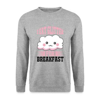 I eat glitter for breakfast Unicorn - Unisex Sweatshirt - salt & pepper - Front - Alina (178cm) & Michal (187cm)