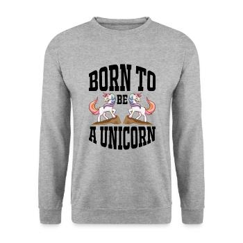 Né pour être une licorne Licorne - Sweat-shirt Unisexe - gris chiné - Devant - Alina (178cm) & Michal (187cm)