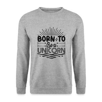 Né pour être une licorne Licorne - Sweat-shirt Unisexe - gris chiné - Devant - Alina (178cm) & Michal (187cm)